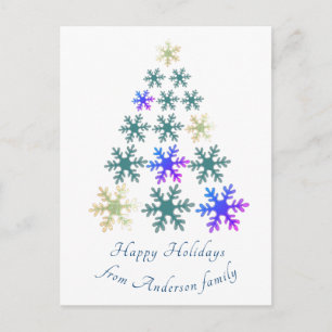 Snowflake Christmas Tree Personalised Holiday Postcard