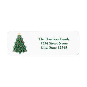 Snowflake Christmas Tree Return Address Label