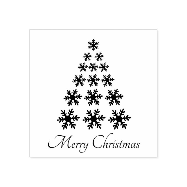 Snowflake Christmas tree Stylish Script Holiday Rubber Stamp (Imprint)