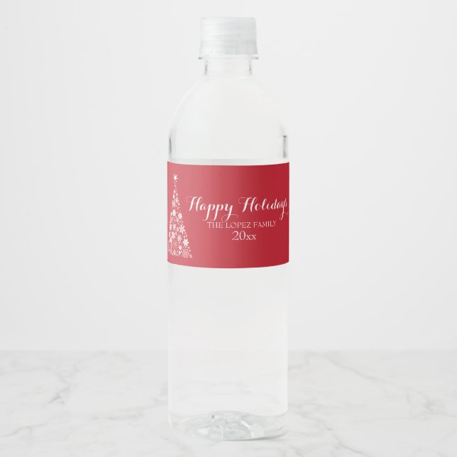Snowflake, Christmas Tree Water Bottle Label (Front)