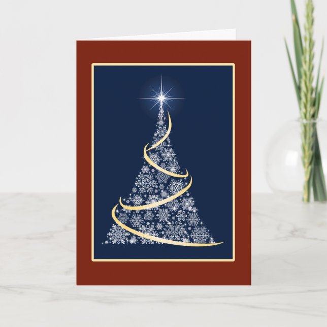 Snowflake Christmas Tree With Garland Card (Front)