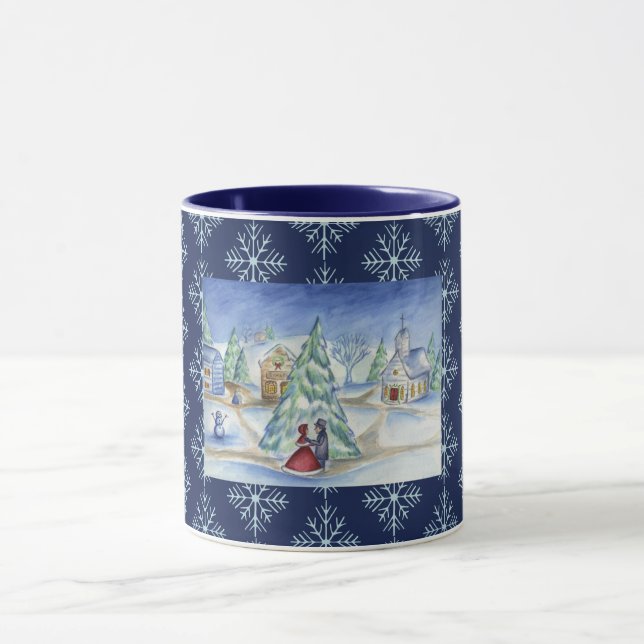 Snowflake Christmas Village Coffee Mug Gift (Center)