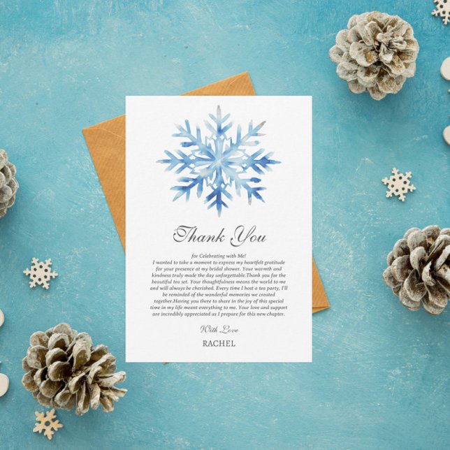 Snowflake Christmas Winter Theme Bridal Shower Thank You Card (Creator Uploaded)
