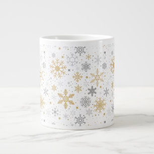 Snowflake Circle Winter Pattern Large Coffee Mug