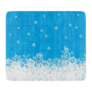 Snowflake Collection Glass Cutting Board 6"x7"