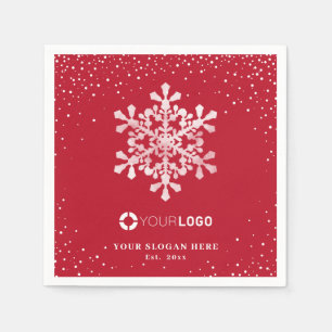 Snowflake company logo red Christmas Napkin