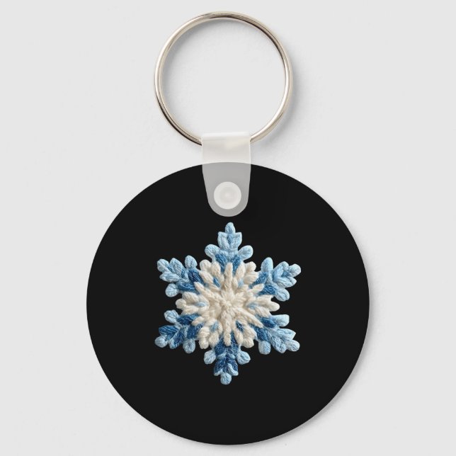 Snowflake Crochet Snow Merry Christmas Xmas Pajama Key Ring (Front)