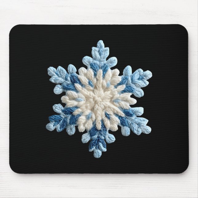 Snowflake Crochet Snow Merry Christmas Xmas Pajama Mouse Mat (Front)