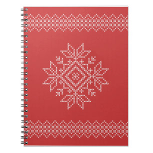 Snowflake cross stitch red xmas holiday notebook