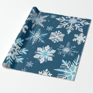 snowflake crystals wrapping paper