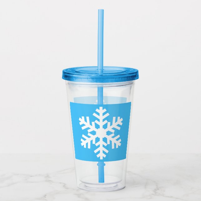 Snowflake Cup With Lid and Straw (Front)