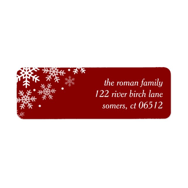 Snowflake, Dark Red Holiday Return Address (Front)