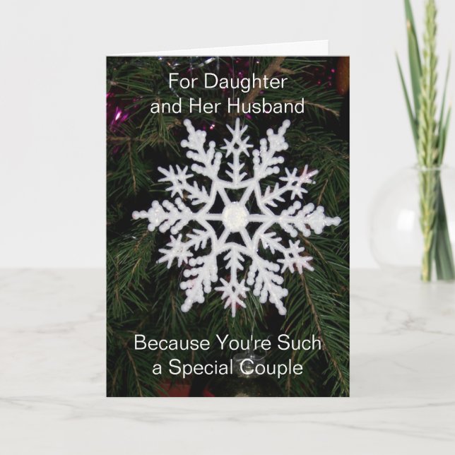 Snowflake Daughter And Husband Christmas Holiday Card (Front)