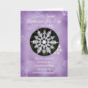 Snowflake Design Brother And Wife Christmas Card