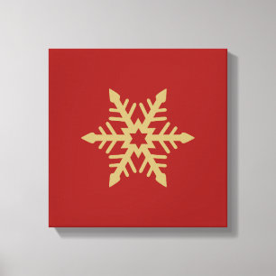 Snowflake Design Gold on Red Canvas Print