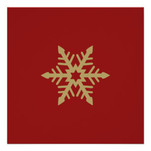 Snowflake Design Gold on Red Poster