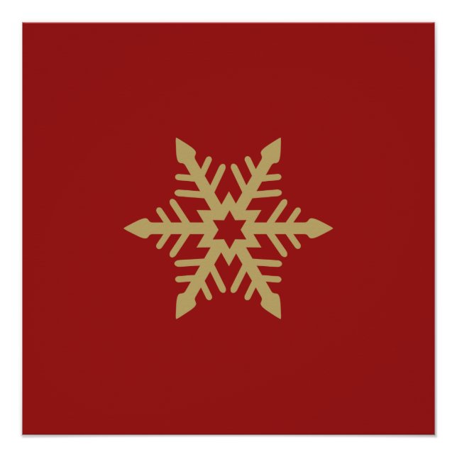 Snowflake Design Gold on Red Poster (Front)