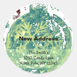 Snowflake Design New Address Classic Round Sticker