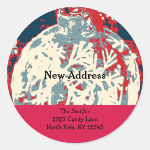 Snowflake Design New Address Classic Round Sticker
