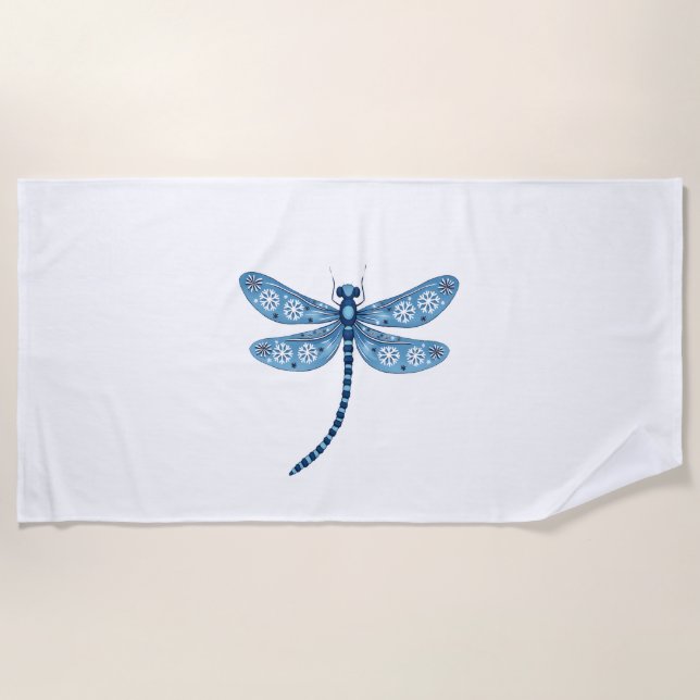 Snowflake Dragonfly Spirit Beach Towel (Front)