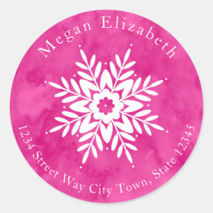 Snowflake Drawing 2 & Hot Pink Watercolor labels