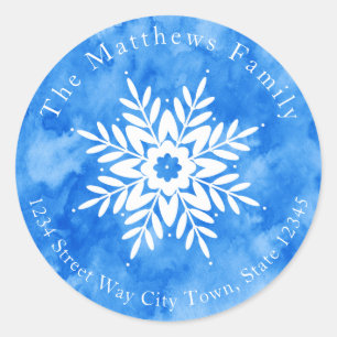 Snowflake Drawing 2 with Blue Watercolor labels