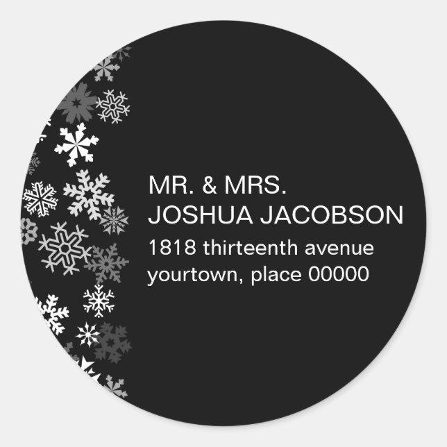 Snowflake Edge Bar Mitzvah Return Address Classic Round Sticker (Front)