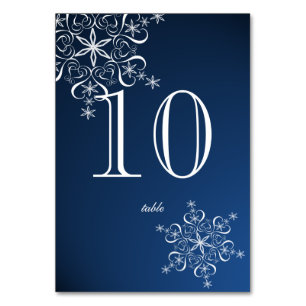 Snowflake Elegance Blue Table Number