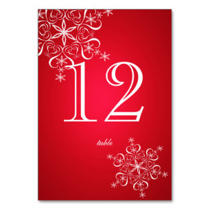 Snowflake Elegance Red 2 Table Number