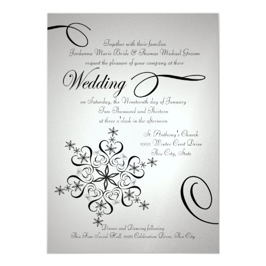 Snowflake Elegance Silver Winter Wedding Card