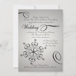 Snowflake Elegance Silver Winter Wedding Invitation