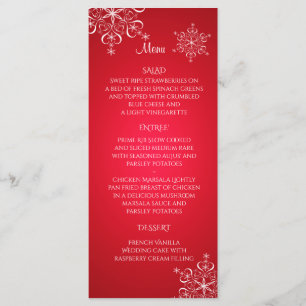 Snowflake Elegance Wedding Menu Red