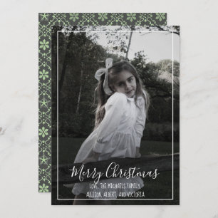 Snowflake Elegant Grey Nordic Modern 1 Photo Holiday Card