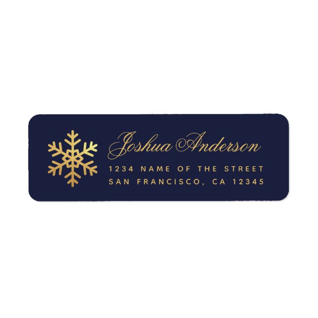 Snowflake Elegant Navy Blue Faux Gold Foil Winter  (Front)