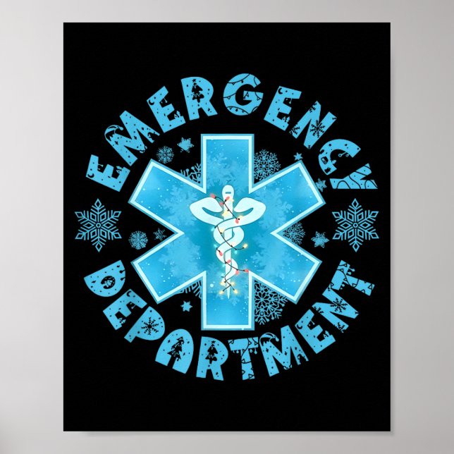 Snowflake Emergency Department Winter Er Ed Nurse  Poster (Front)