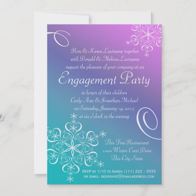 Snowflake Engagement Party Invitation (Front)