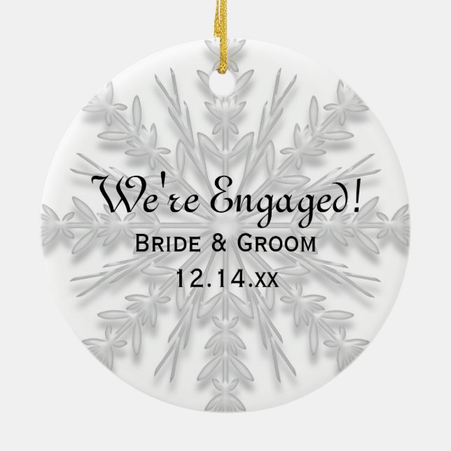 Snowflake Engagement Photo Ornament (Back)