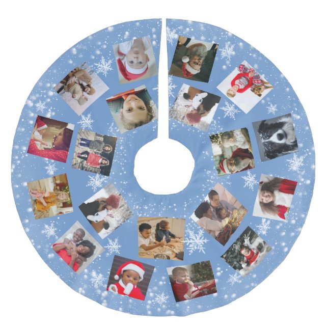 Snowflake Family Photo Collage  Christmas Brushed Polyester Tree Skirt (Front)