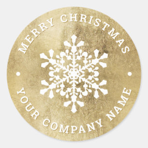 Snowflake faux gold Christmas company Classic Round Sticker