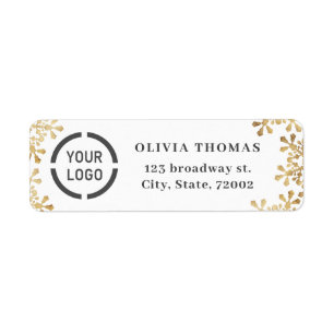 Snowflake faux gold company logo Return Address