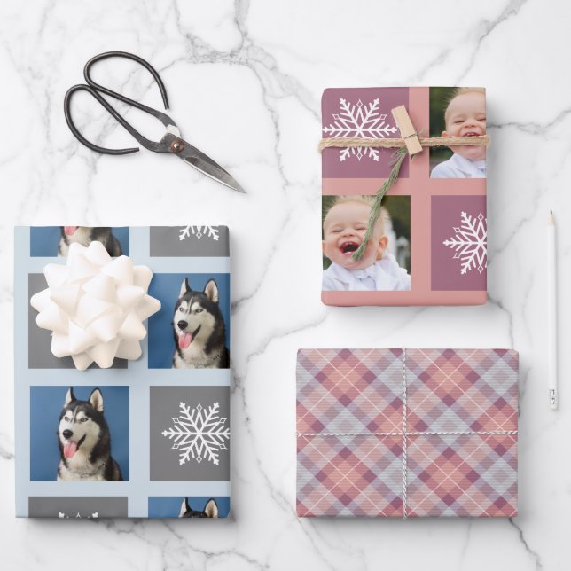 Snowflake Favourites Christmas 2 Photo.  Wrapping Paper Sheet (Front)