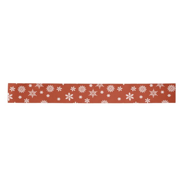 Snowflake Festive Christmas wrapping paper Satin Ribbon (Front)