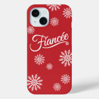 Snowflake Fiancee white on red
