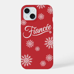 Snowflake Fiancee white on red iPhone 15 Case