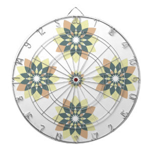 Snowflake Floral Orange Yellow Dartboard