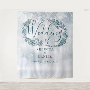 Snowflake Floral Winter Wedding Backdrop Tapestry