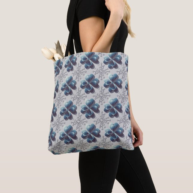 Snowflake Flowers Tote Bag (Close Up)