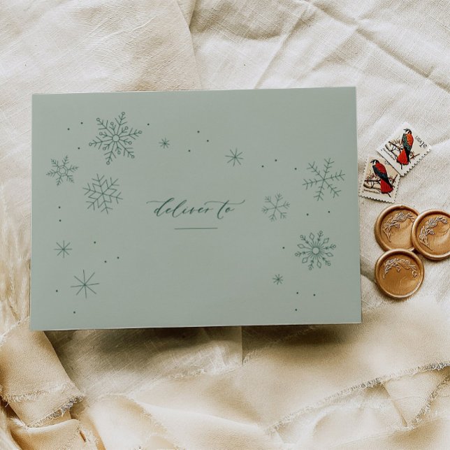 Snowflake Flurry Christmas Card Mailing Envelope (Creator Uploaded)