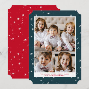 Snowflake Flurry Christmas Holiday Flat Card