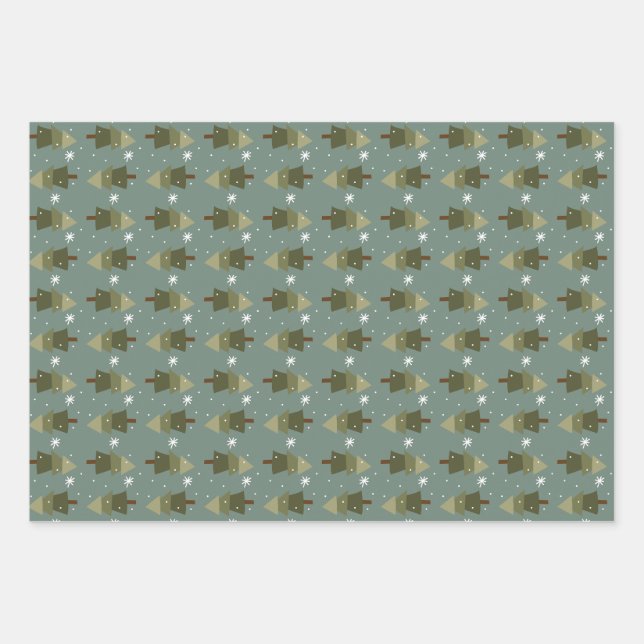 Snowflake Forest Wrapping Paper Set of 3 Sheets (Front 3)